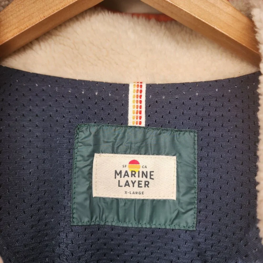 Marine Layer Archive Palisades Anorak Sherpa Fleece 1/2 Zip Mens XL Gorpcore